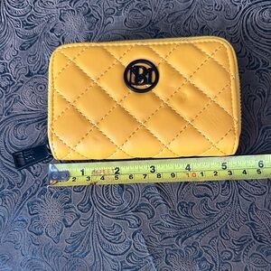 Badgley Mischka Mustard Quilted Card Holder